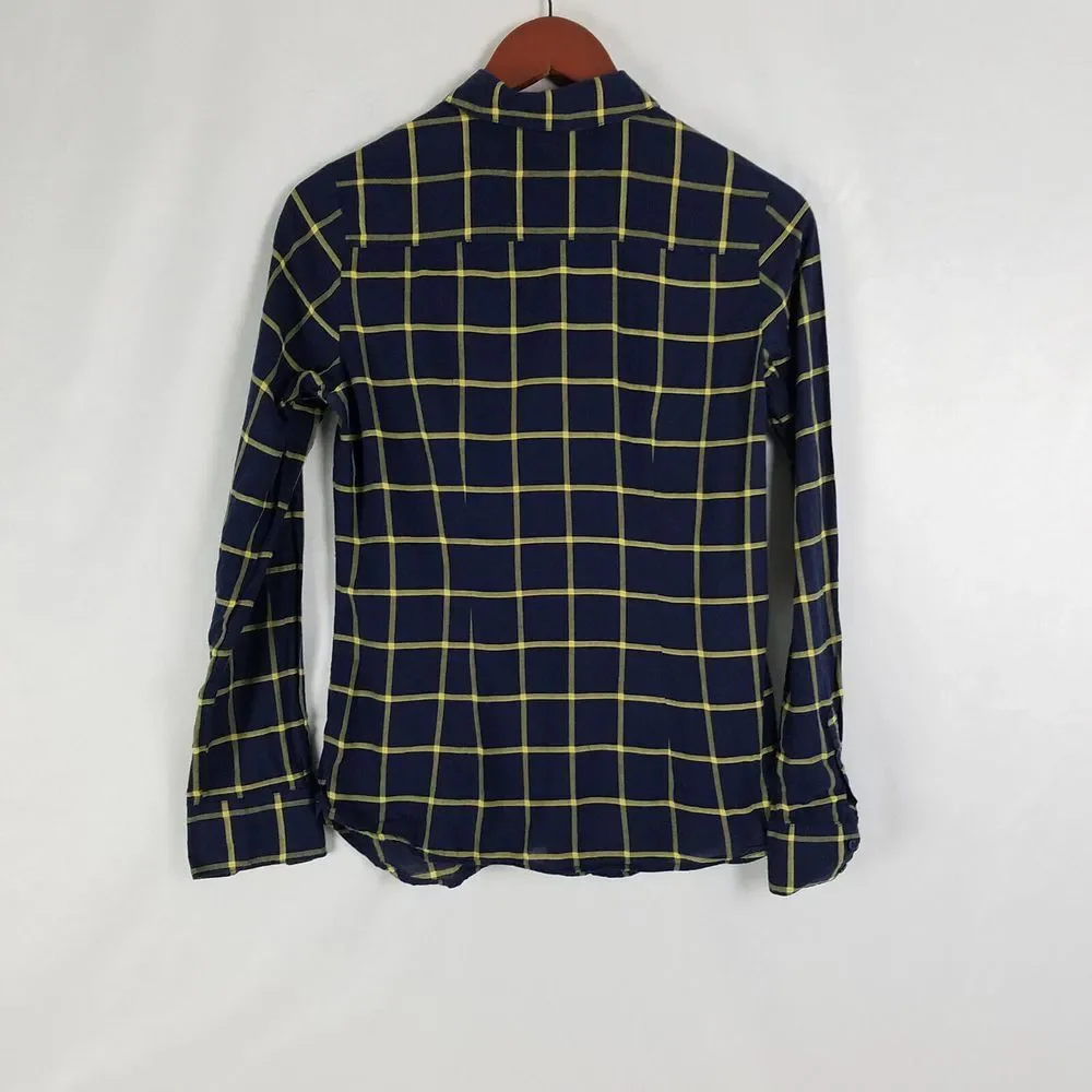 The Limited Shirt Womens Small Blue Yellow Top‎ Plaid Long Sleeve Button Down - Picture 2 of 9